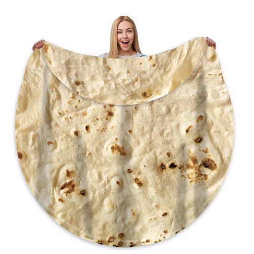 Bcareself Tortilla Blanket Adult Size Giant Double Sided for Kids Funny Realistic Food Personalized Throw Blanket Novelty Gift for Everyone 300 GSM Soft Flannel 71 inches Yellow