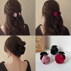 Agirlvct Rose Hair Clip,1.61 Inch Small Flower Hair Claw Clip,Satin Rose Elegant Hair Flowers Claw Clip Floral Wedding Hair Accessories Birthday Thanksgiving Gift for Women Girls (Pink Red Black)