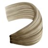YoungSee 100G 14inch Weft Hair Extensions Balayage Sew in Hair Extensions Medium Brown Fading to Brown Mix Platinum Straight Weft Extensions Human Hair Balayage Hair Weft Extensions for Short 14Inch