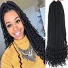 20 Inch 144 Roots/pack Crochet Braids Box Braids Crochet Hair For Women Black Crochet Braid Hair Curly Ends Box Braids Crochet Hair Braiding Hair Extensions 6Packs (20inch, 1B#)