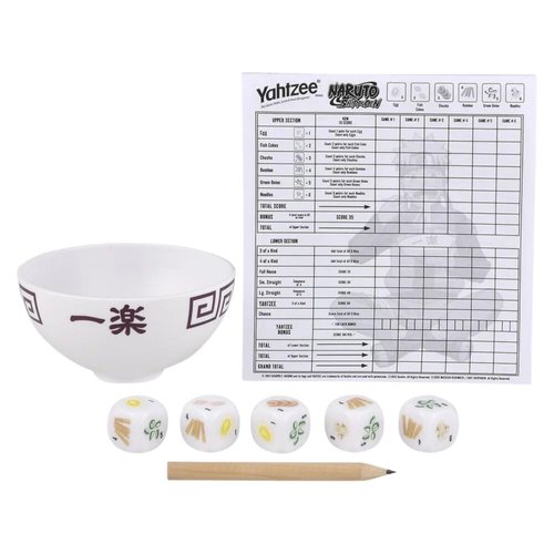 YAHTZEE: Naruto Shippuden | Collectible Ramen Bowl Dice Cup | Classic Family Dice Game Based on Anime Show | Great for Family Game Night | Officially-Licensed Naruto Game & Merchandise