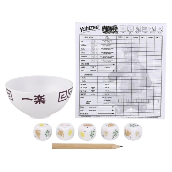 YAHTZEE: Naruto Shippuden | Collectible Ramen Bowl Dice Cup | Classic Family Dice Game Based on Anime Show | Great for Family Game Night | Officially-Licensed Naruto Game & Merchandise