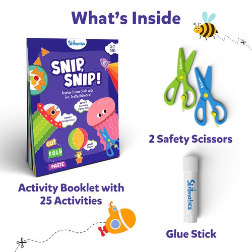 Skillmatics Art & Craft Activity Kit - Snip, Snip, Develop Scissor Skills, Child Safe, TikTok Viral Sensation, Stocking Stuffers, Craft Kits, Gifts for Ages 3, 4, 5, 6, 7