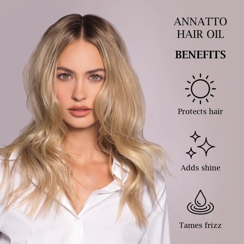 BRITISH M Annatto Hair Oil | Protects hair | Vegan | for all hair type | Frizz-free Shine | Instantly Absorbed | Treatment (2.36 fl.oz)
