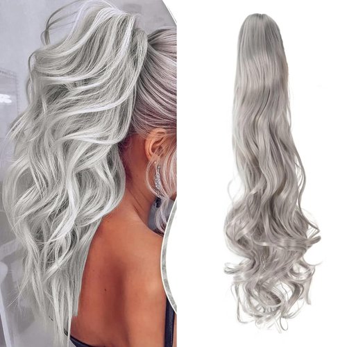 22 Inches Ponytail Extension Claw Clip Hair Extensions Ponytail Long Curly Wave Hair Extension Natural Looking Synthetic Hairpiece for Women ponytail extension