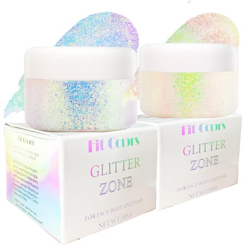 Body Face Glitter Gel Makeup: Holographic Body Face Hair Glitter Gel for Women Kids 100ml Lip Eyeshadow Glitter Gel Shimmer for Singer Concerts Disco Festival (1#Golden Ocean & 2#Neon Pink)