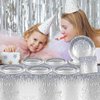 98 Pieces Silver Happy Birthday Decorations for 24 Guests Diamonds Silver Glitter Birthday Party Plates and Napkins Tablecloths Silver Birthday Tableware Set Baby Shower Wedding Party Favors