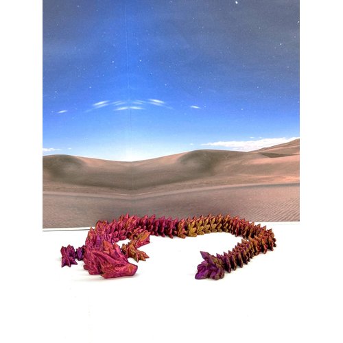 3D Printed Dragon, Articulated Red Purple Gold Wolf Dragon, Fidget Autism ADHD Toy, Executive Desk Toy, Dragon Gift Ideas - D059-RPG-RPG
