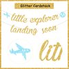 Sursurprise Travel Baby Shower Decorations Little Explorer Landing Soon Banner Adventure Party Supplies
