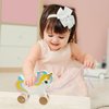 TOYLI Wooden Unicorn Push & Pull Along Toy Developmental Montessori Toddler Pull Toys Improves Balance Strength Confidence for Infants Develop Cognitive Skills Baby Toddlers 18 Month Pull Toy