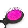 NuAngela Mini Hairbrush, Folding Hair Brush With Mirror Set, Compact Pocket Size, Travel Pop Up Hair Comb, Easy Keep in Purse, Gym Car Bag (Purple Pink)