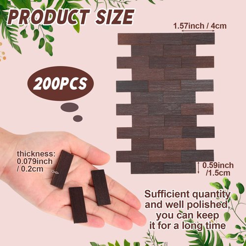 Sintuff 200 Pcs Miniature Dollhouse Flooring Mini Wooden Dollhouse Floor Boards 1 12 Scale Dollhouse Accessories Geometric Bamboo Doll House Furniture Wood Floor Board for Model Decor (Brown)