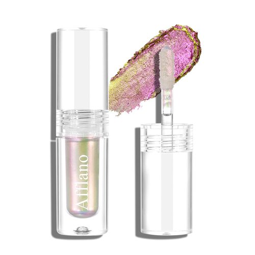Multichrome Shimmer Liquid Eyeshadow White Pink Gold Colors, Sparkly Metallic Liquid Eyeshadow For Brown Eyes,Glitter Highlighter Makeup For Face /Body, Long Lasting Holographic Glitter Eyeshadows,#9