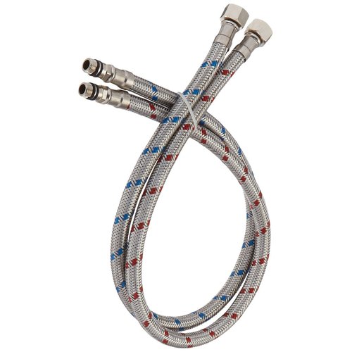 BATHLAVISH 24-Inch Long Bathroom Kitchen Faucet Connector Braided Stainless Steel Supply Hose 3/8-Inch Female Compression Thread x M10 Male Connector, x 2 Pcs (1 Pair)