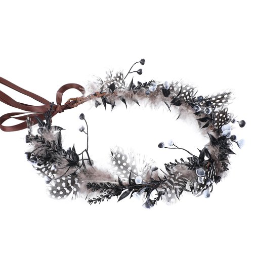 KorViSHOW Black Flower Crown Headband - Elf Floral Headpiece Flower Girl Hair Accessory Pregnant Women Birthday Wedding Party Photo Props