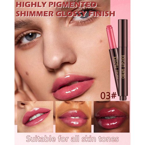 Hydrating Shimmer Lipstick,Moisturizing Jelly Lip Gloss,Shine Pink Red Lipstick Pen, Long Lasting Waterproof Tint Lip Balm Plumping Lip Stain Pen Glossy Butter Blam,Christmas Makeup Gift for Women-03#