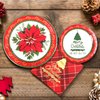 Gatherfun Christmas Party Supplies Christmas Poinsettia Flower Disposable Paper Dinner Plates Dessert Plates and Napkins for Merry Christmas Party, Serve 20
