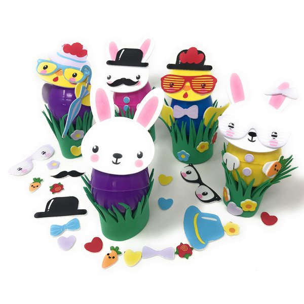 Funiverse Bulk 18 Sets of Easter Egg Decorating Foam Kids Craft Kits (Easter Eggs Not Included) - Over 700 Pieces of No Mess. No Stains