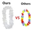 4 Pcs White Hawaiian Leis with Green Leaves for Graduation Party, Dance Party, Photo Prop in Outdoors (White-02)