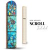 Wooden Mezuzah for Door | Contemporary 5 Inch Mezuzah Case with Non Kosher Scroll | Self Stick Mezuzahs for Easy Installation | Judaica Turquoise Chagall-Inspired Design, Packaged in a Gift Box