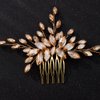 Teyglen Women Dainty Simple Full Rhinestones Red Blue Black Bride Wedding Hair Comb Luxurious Hair Accessories Shiny Rhinestones Bridal Side Hair Combs for Women Bride Girls (Champagne)