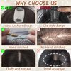 Amchoice Hair Toppers for Women Real Human Hair, Bangs Hair Clip 360° 3D Cover Human Hair Topper with Bangs, Human Hair Toppers for Women Daily (Dark Brown, 3D Wispy Bangs (5 * 9))
