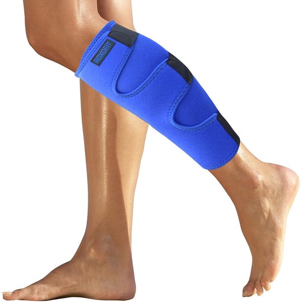 ROXOFIT Calf Brace for Torn Calf Muscle and Shin Splint Pain Relief - Calf Compression Sleeve for Strain, Tear, Lower Leg Injury - Neoprene Runners Tibia Splints Wrap for Men and Women
