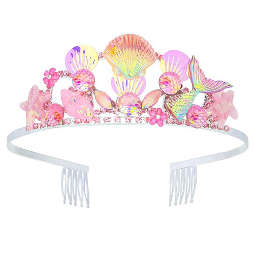 Casoty Mermaid Party Decorations, Mermaid Crown, Mermaid Party Favors for Women, Mermaid Headband, Mermaid Hair Accessories for Halloween Birthday Party Costume
