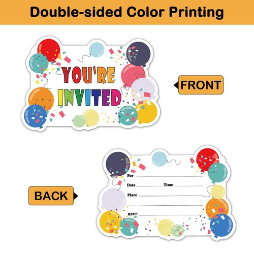 REWIDPARTY Colorful Balloon Party Invitations with Envelopes & Stickers（Set of 15） Balloon Fill-in Invitations Party Supplies Favors for Birthday Baby Shower Graduations Kids Party Invites Cards