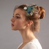 Veemoon 3pcs Butterfly Faux Peacock Feather Hair Clip with Artificial Pearl Rhinestones for Women, Bridal & Wedding Party