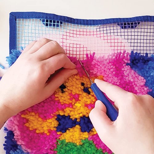 LatchKits Latch Hook Kit for Wall Hangings & Mini-Rugs - Mermaid - Craft Kit with Easy, Color-Coded Canvas, Pre-Cut Yarn & Latch Hook Tool - Perfect DIY Craft for Kids - Ages 6+