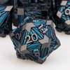 ORIFANTOU 7PCS Metal DND Dice Set Black Blue D&D Dice with Box, Debris RPG D and D Dice Dungeons and Dragons Role Playing Game Polyhedral Dice Set D20 D12 D10 D8 D6 D4
