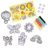 Sunny Days Entertainment Studio DIY Window Art | Kids Stained Glass Window Kit with 12 Sun Catchers, 6 Colored Paint Pens, and Bonus Sticker Sheet