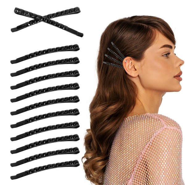 12 Pcs Black Rhinestone Barrettes Shiny Hair Pin Crystal Diamond Bobby Pins Black Rhinestone Bobby Pins for Women Decorative Hair Accessories for Daily Use or Parties