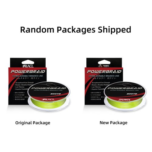 RUNCL PowerBraid Fishing Line, Durable Braided Line 8 Strands - Seamless Weaving Tech, Enhanced Coating Tech, Round Profile, Zero Stretch, High Sensitivity (Hi-Vis Yellow, 300Yds, 30LB(13.6kgs))