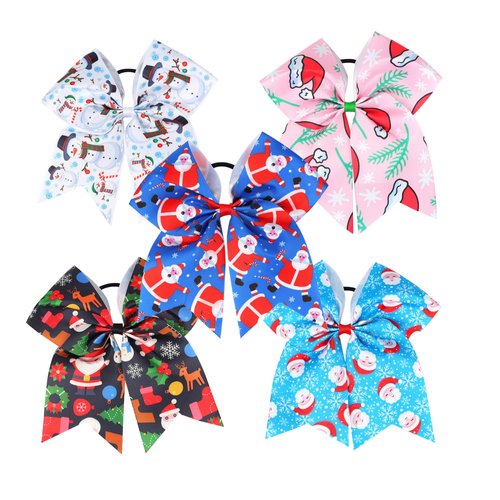 Christmas Hair Clips for Girls Xmas Santa Claus Elastic Hair Bands Christmas Hair Accessories (5 Pcs Christmas B)
