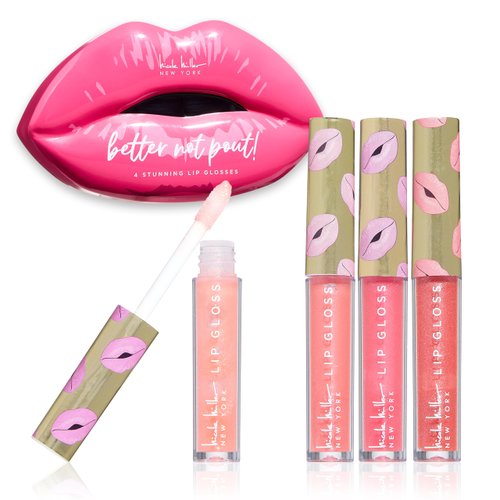 Nicole Miller &#39;Better Not Pout!&#39; Lip Gloss Set - 4 Stunning Pink Shades | 2.5ml Each | Comes in a...