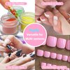 Wider Long Square Toe Nail Tips Full Cover, SINOKAME No File Matte Toe Nail Press Ons Clear, Soak Off Fake Toenails Extensions DIY Home Manicure Kit for Women Men,300 Pcs 15 Sizes