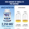 Arazo Nutrition Wild Caught Omega 3 Fish Oil – 120 Soft Gels – 4,080mg High EPA 1200mg DHA 900mg Lemon Flavor Burpless Softgels