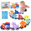 Toddler Boy Toys Age 1-3, Dinosaur Toy Wooden Magnetic Train Set with Playmat/Storage Bag for Baby Boy Birthday, Montessori Educational Toys for 1 2 3 Years Old Boys & Girls