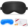 Cavoilu Sleep mask w/Cooling Gel Eye Mask, 2Packs Heated Eye Mask for Sleeping, Reusable Ice Silk Blackout Eye Cover Sleeping Mask for Travel, Home, Office, Yoga, Stocking Stuffers (Black+Pink)