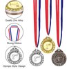 MOMOONNON 12 Pieces Metal Winner Gold Silver Bronze Award Medals with Red White Blue Neck Ribbon, Olympic Style, 2 Inch