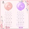 32Pcs Butterfly Party Decorations, Butterfly Hanging Swirl Decorations Pink and Purple Hanging Butterfly Decorations for Spring Summer Garden Butterfly Baby Girl Birthday Decorations