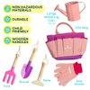 Kinderific Gardening Set, Tool Kit, for Kids, STEM, Includes Tote Bag, Spade, Watering Can, Rake, Fork, Trowel and Gloves (Pink)