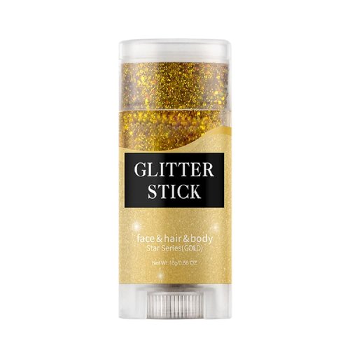 Gold Face and Body Glitter Stick,Sparkling Neon Outfit Party Holographic Sequins Paint Body Glitter Gel Makeup.(Gold face Glitter Stick)