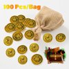 100 Pieces Plastic Pirate Gold Coins Set - Play Treasure Gold Coins for Pirate Themed Party, St. Patrick's Day, Treasure Hunt Game, Halloween and Novelty Party Favor