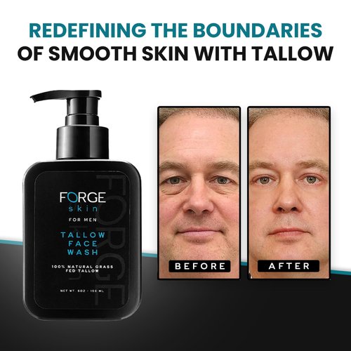 Forge Tallow Face Wash | Gentle Face Wash, Nourishing, Hydrating facial cleanser - 150 mL | Gentle for Dry & Oily Skin | Anti-Aging, Acne Control, and Pore Minimizer | For Men & Women facial cleanser