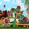 Quzzil 6 Pcs Football 1st Birthday Decorations Football Table Centerpiece Wooden First Year Down Football Themed Party Supplies First Down Rugby Ball Decor Table Toppers for One Year Old Baby Shower