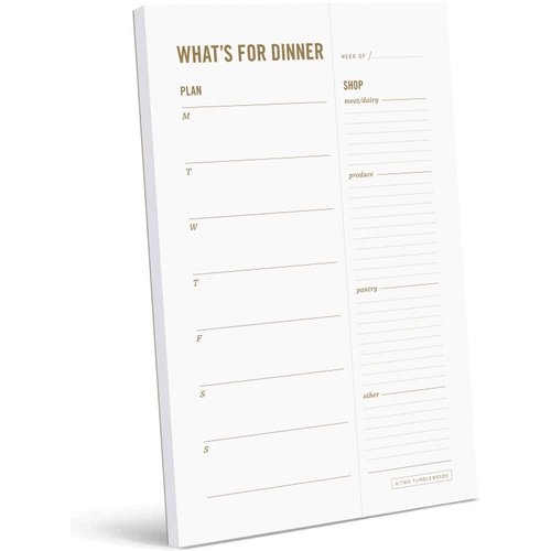 Two Tumbleweeds Meal Planning Pad - "What's for Dinner?" Weekly Meal Planner and Grocery List with Tear off Shopping List and fridge magnet - Family Dinner Menu & Meal Prep Plan - 6 x 9” - 50 sheets