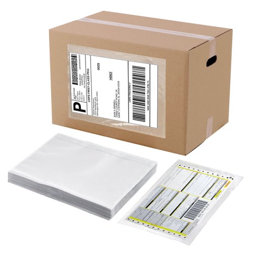 RyhamPaper Packing List Envelopes, Clear 7.5" x 5.5" Self Adhesive Shipping Labels Envelope Pouches (100 PCS)